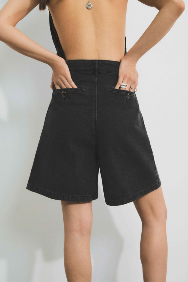 001 DUNKELGRAU DENIM-SHORTS