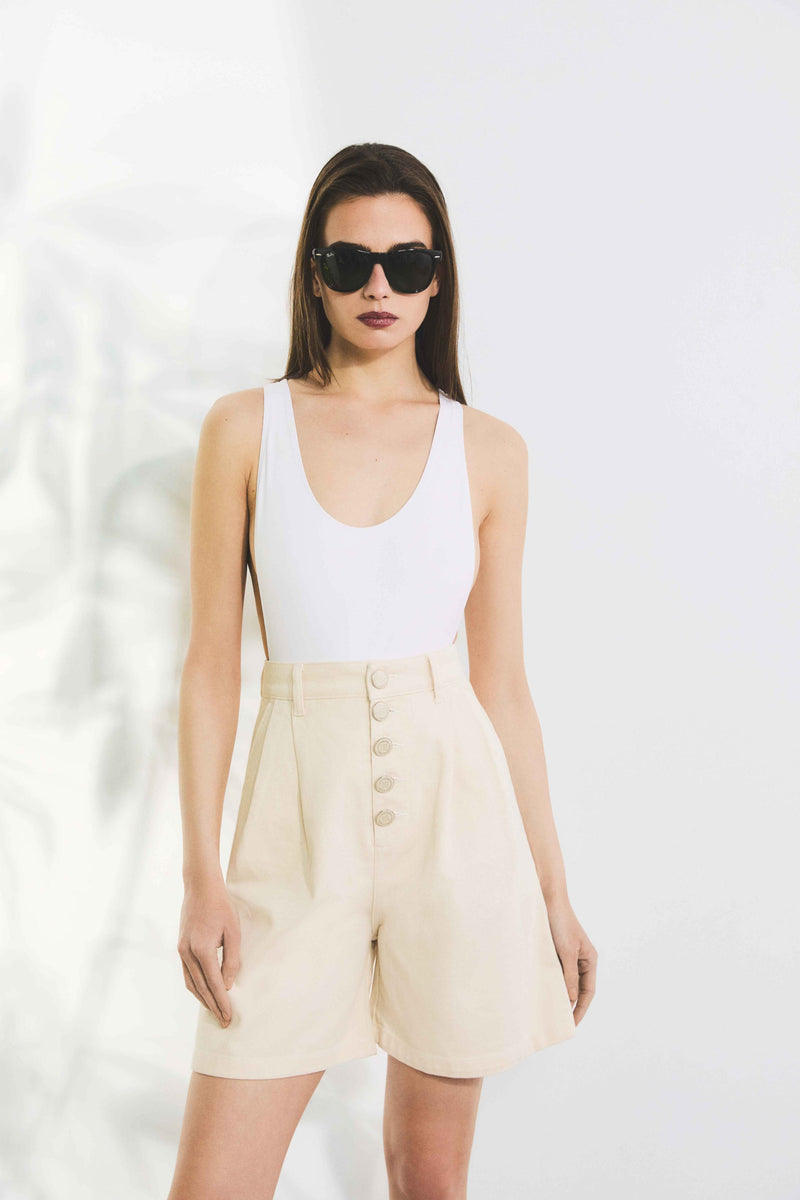 001 WEISSE DENIM-BERMUDASHORTS