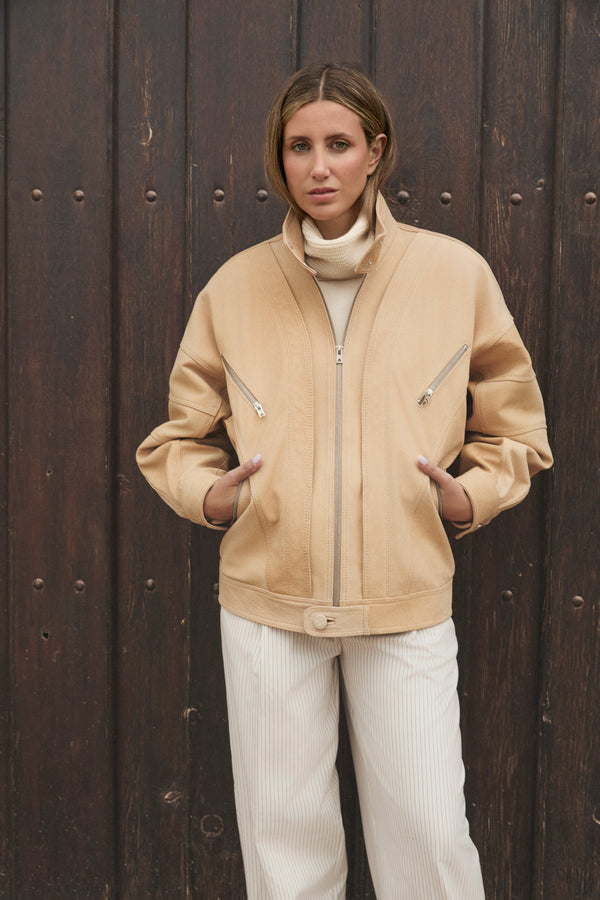 CHAQUETA DE CUERO MANECH 007 BUTTER