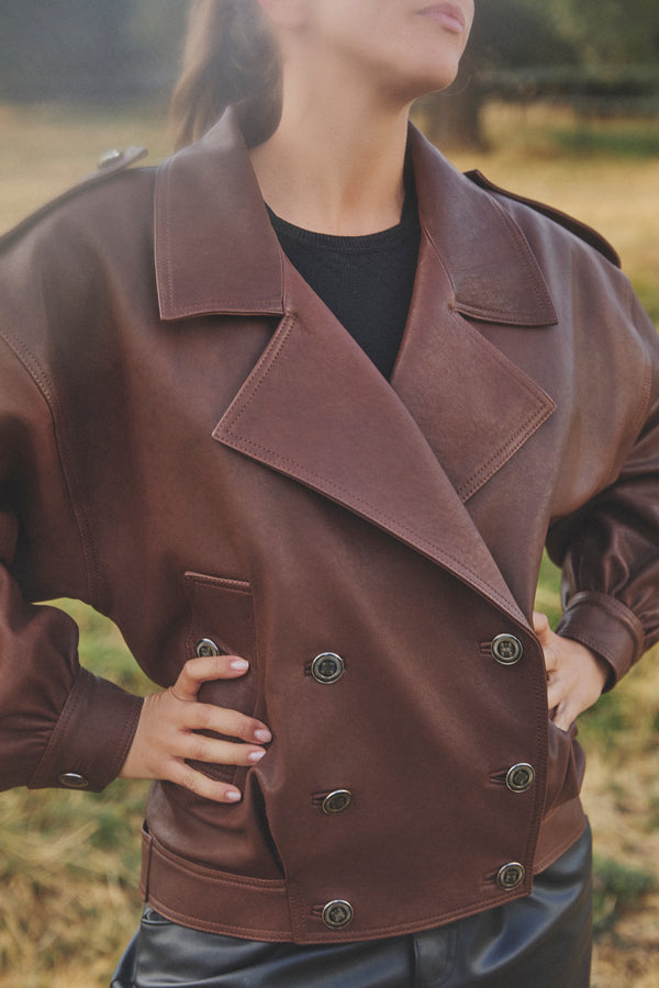 CHAQUETA DE CUERO MANECH 001 CHOCOLATE DEGRADADE
