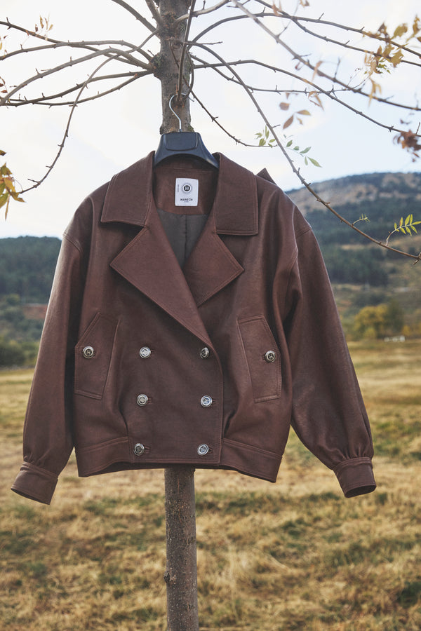CHAQUETA DE CUERO MANECH 001 CHOCOLATE DEGRADADE