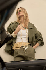 Cazadora de Lino Manech - Verde Safari