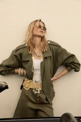 Cazadora de Lino Manech - Verde Safari