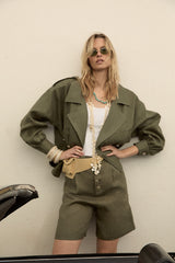 Cazadora de Lino Manech - Verde Safari