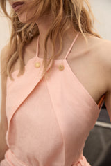 Vestido Lino Pareo - Coral