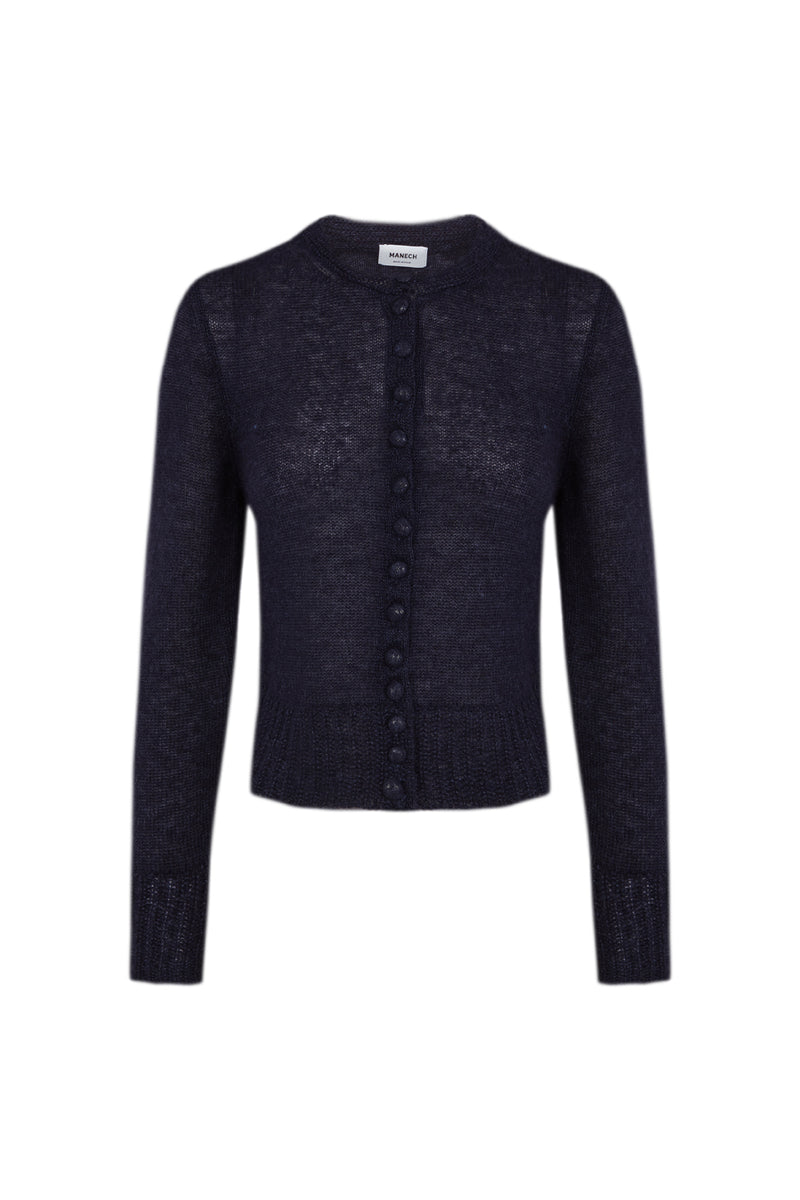 CARDIGAN 002 SOIE ALPAGA BLEU