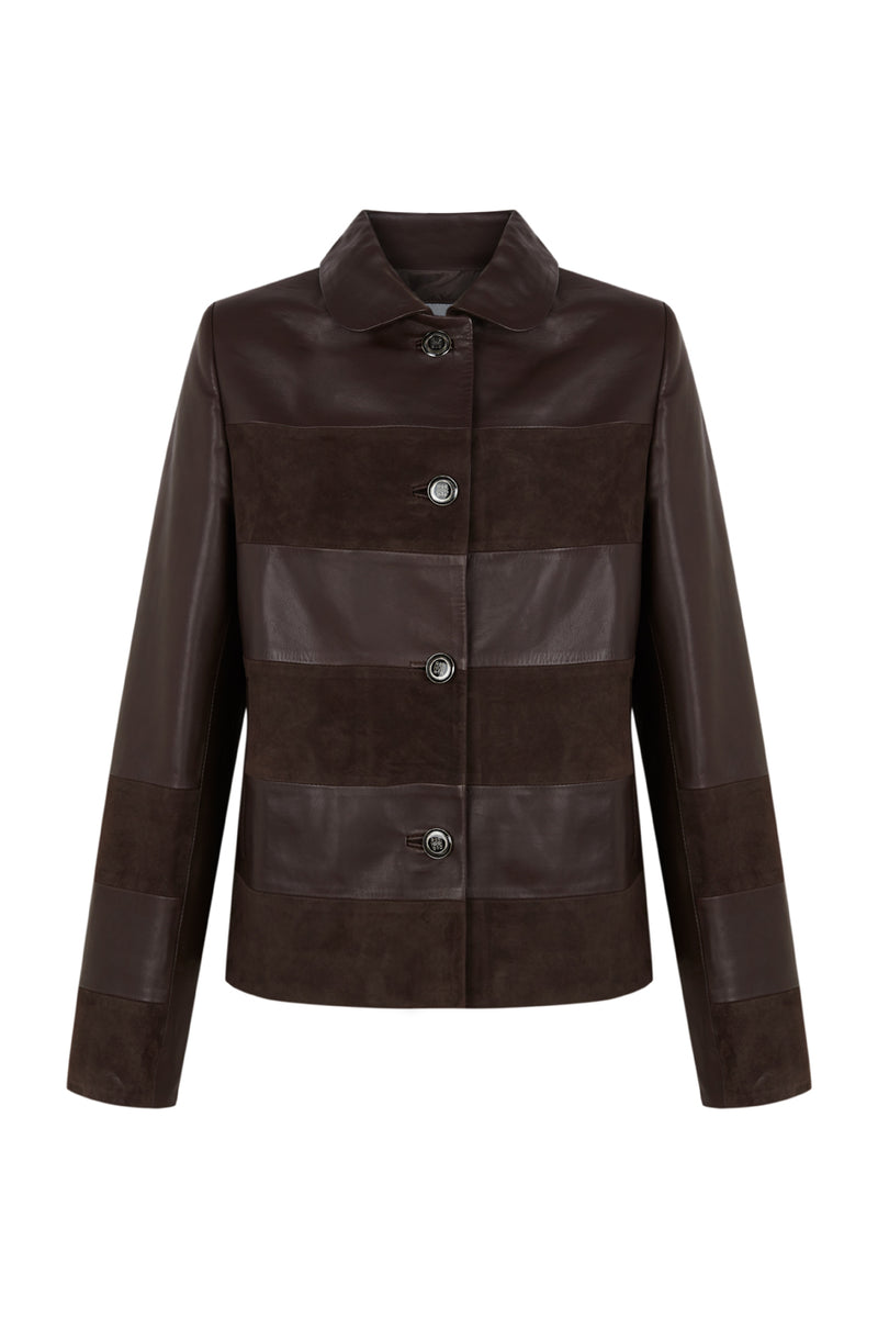 Manech 003 Limited Edition Dark Chocolate Leder- und Wildlederjacke