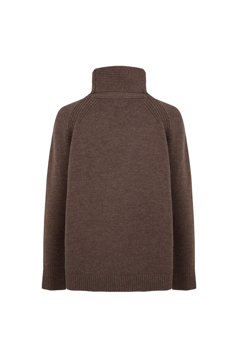 001 PULL EN LAINE CHOCOLAT CLAIR