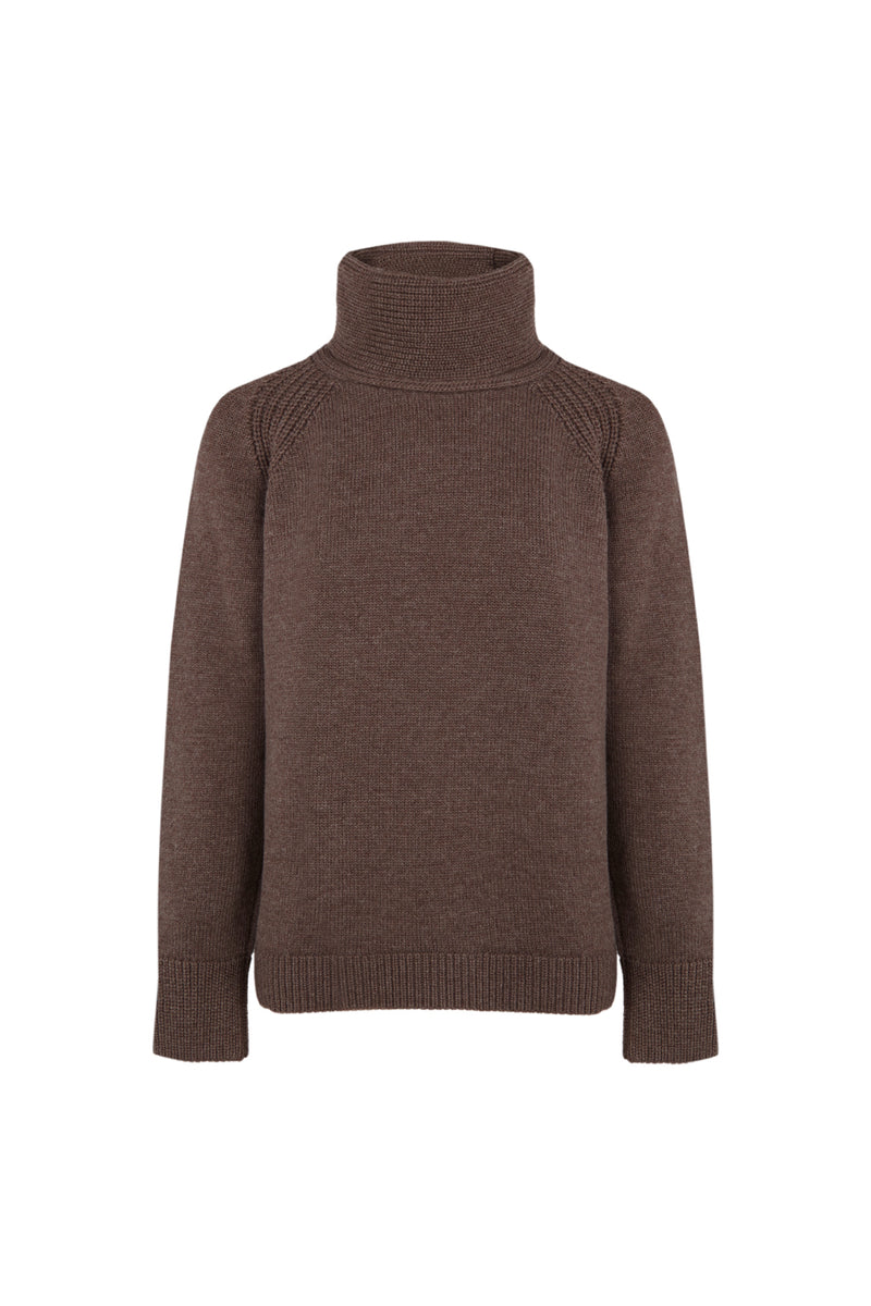 001 PULL EN LAINE CHOCOLAT CLAIR