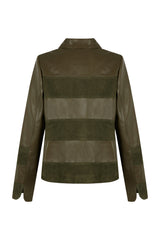 Manech 003 Limited Edition dunkelgrüne Leder- und Wildlederjacke