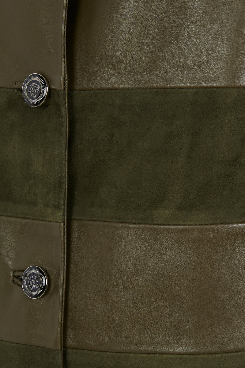 Manech 003 Limited Edition dunkelgrüne Leder- und Wildlederjacke