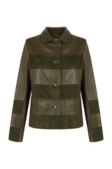 Manech 003 Limited Edition dunkelgrüne Leder- und Wildlederjacke