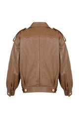 CHAQUETA DE CUERO MANECH 001 TOPO
