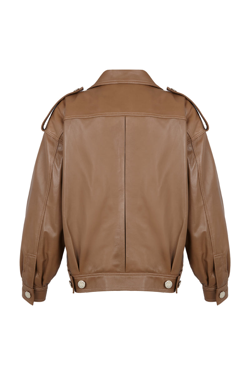 CHAQUETA DE CUERO MANECH 001 TOPO