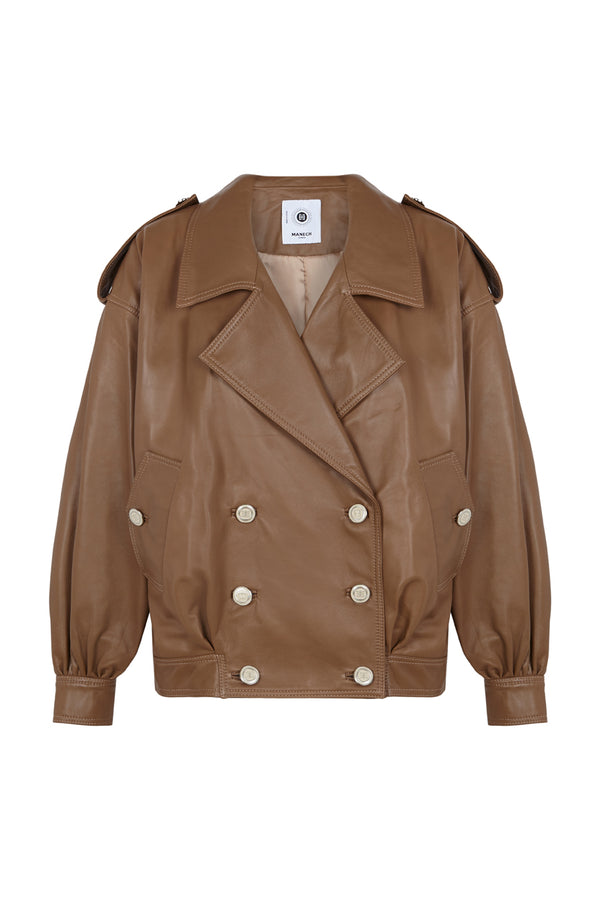 CHAQUETA DE CUERO MANECH 001 TOPO