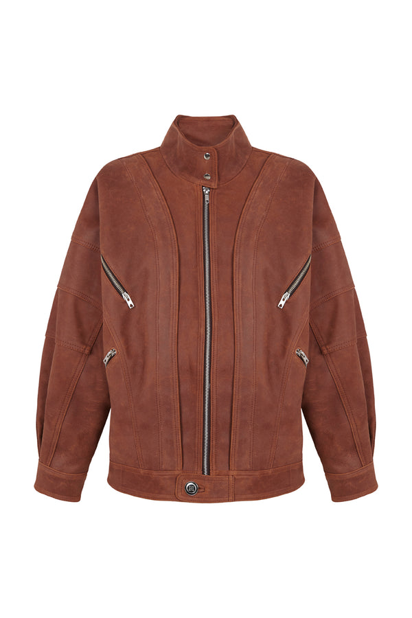 CHAQUETA DE CUERO MANECH 007 CHOCOLATE