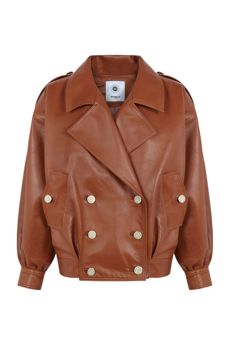 Cazadora de piel Manech 001 CARAMEL