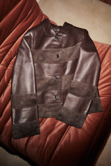 Manech 003 Limited Edition Dark Chocolate Leder- und Wildlederjacke