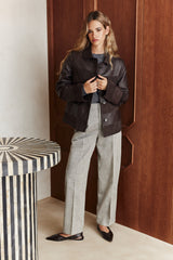 Manech 003 Limited Edition Dark Chocolate Leder- und Wildlederjacke