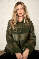 Manech 003 Limited Edition dunkelgrüne Leder- und Wildlederjacke