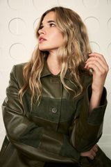 Manech 003 Limited Edition dunkelgrüne Leder- und Wildlederjacke