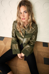 Manech 003 Limited Edition dunkelgrüne Leder- und Wildlederjacke