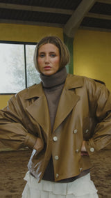 CHAQUETA DE CUERO MANECH 001 TOPO