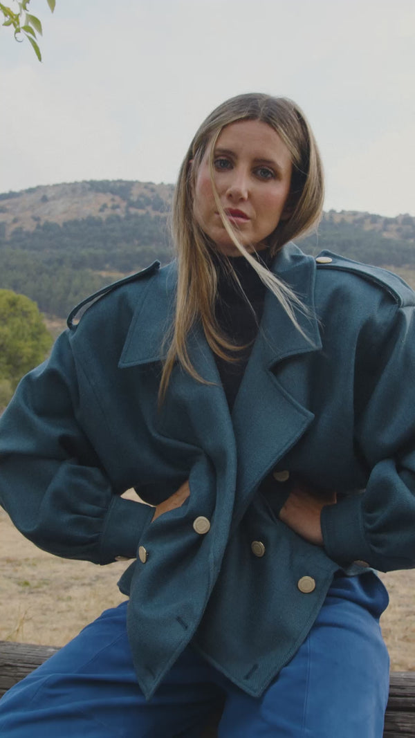 CHAQUETÓN DE LANA MANECH 001 BLUE DENIM WOOL